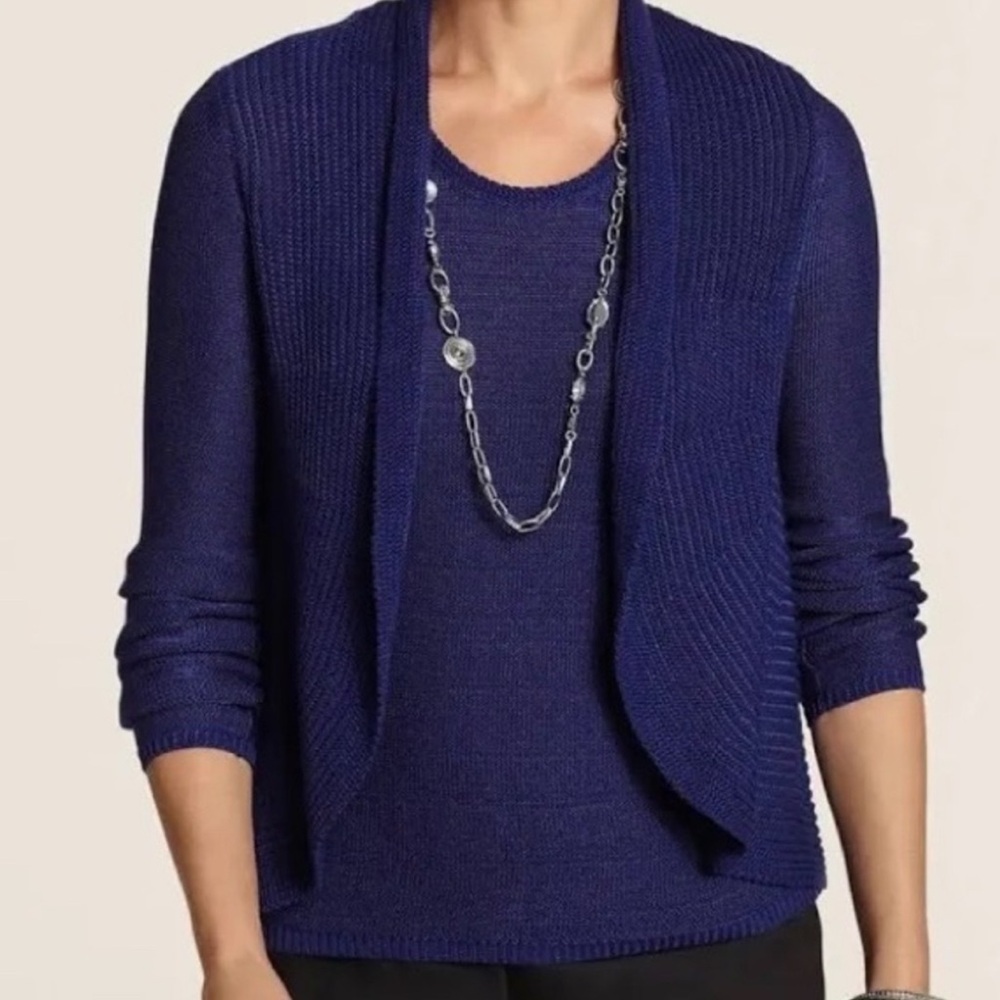 CHICOS Aubrianna Cardigan Sweater in Carbon Blue size 1 (Medium)
